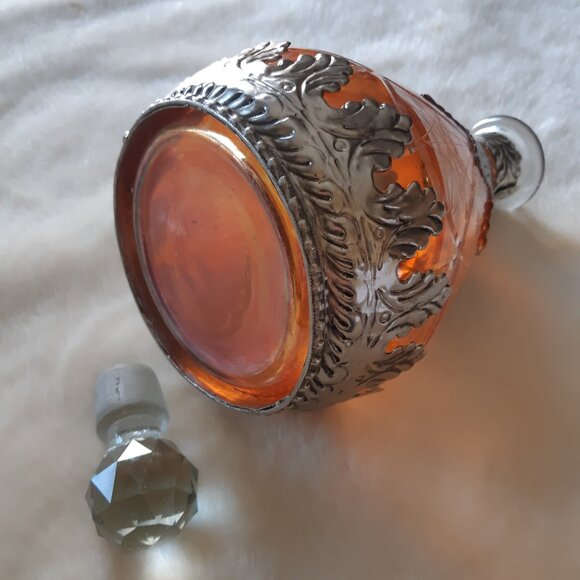 Art Nouveau Ornate Cut Glass Decanter with Silver, Circa 1900s, Made in Germany - Picture 14 of 16